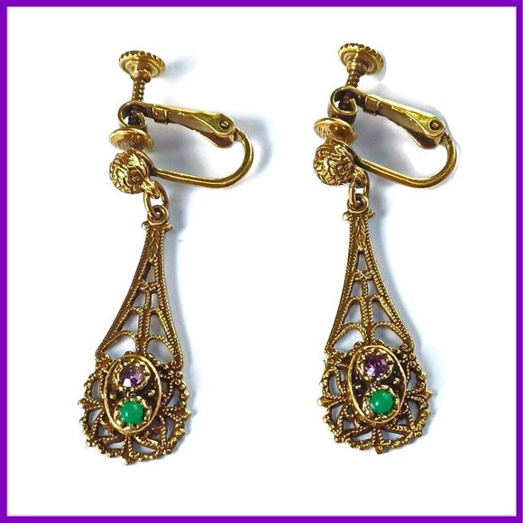 Victorian‎ Style Long Dangle Earrings - Picture 1 of 3